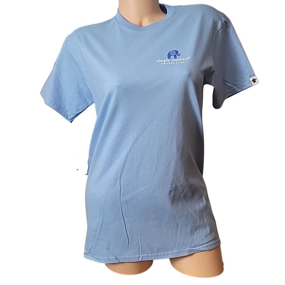 Simply Southern Womens Small Light Blue T-Shirt "Get Off My Tail" Elephant Graph - Picture 8 of 11